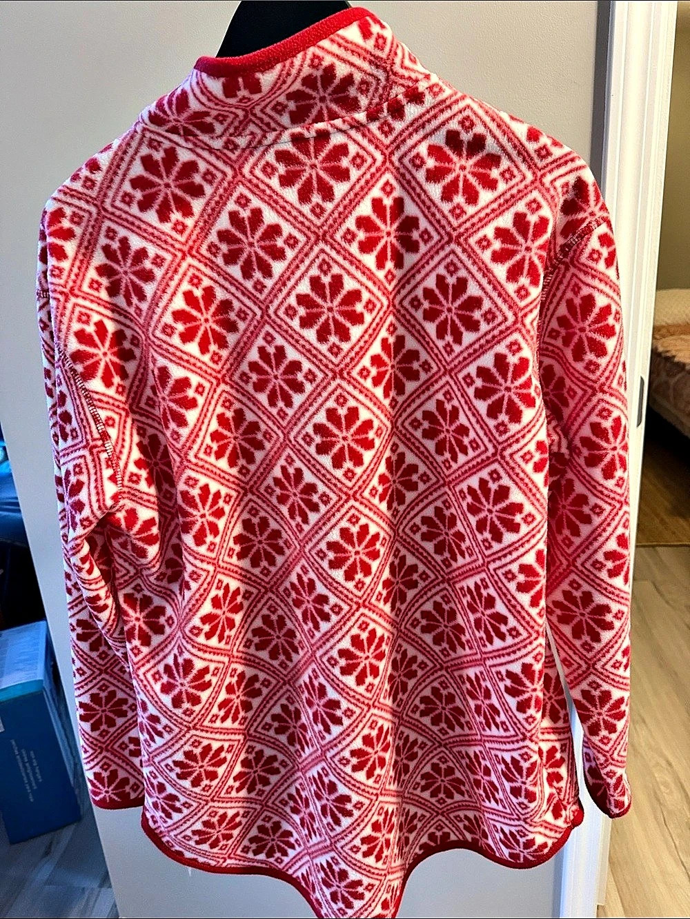 Style&Co. Geometric Quarter-Zip in Red & White - Picture 2 of 5